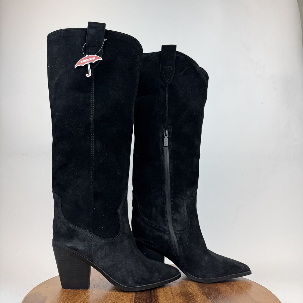 New NWOB Womens Blondo Wylde Black Suede Tall Heeled Waterproof Boots Size 9 M